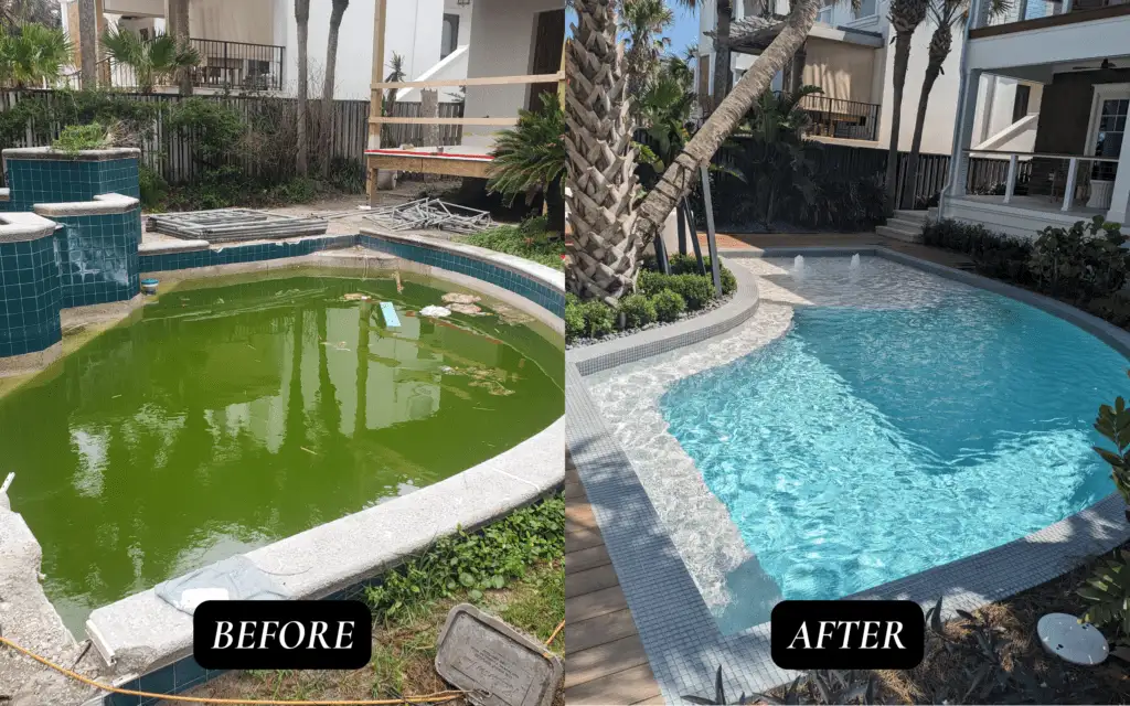 Before and after Swimming Pool Repair