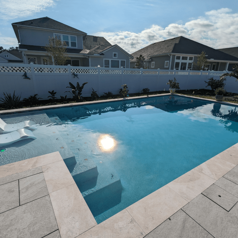 Swimming Pool with Travertine Coping & Deck