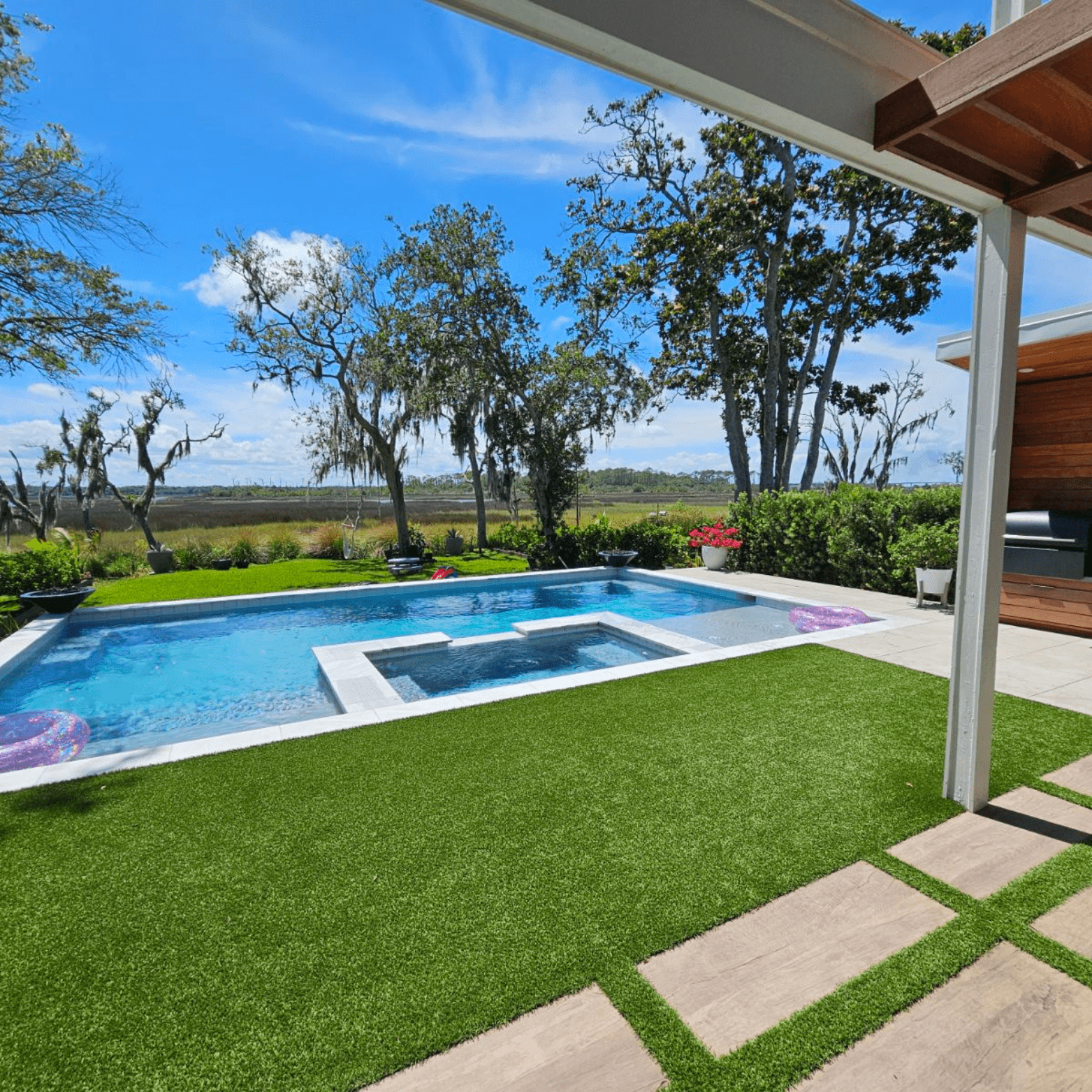 Swimming Pool with Artificial Turf