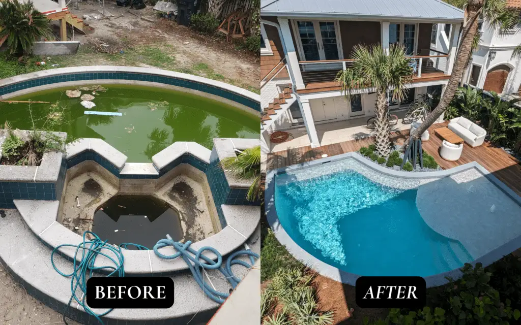 Before and after Swimming Pool Repair