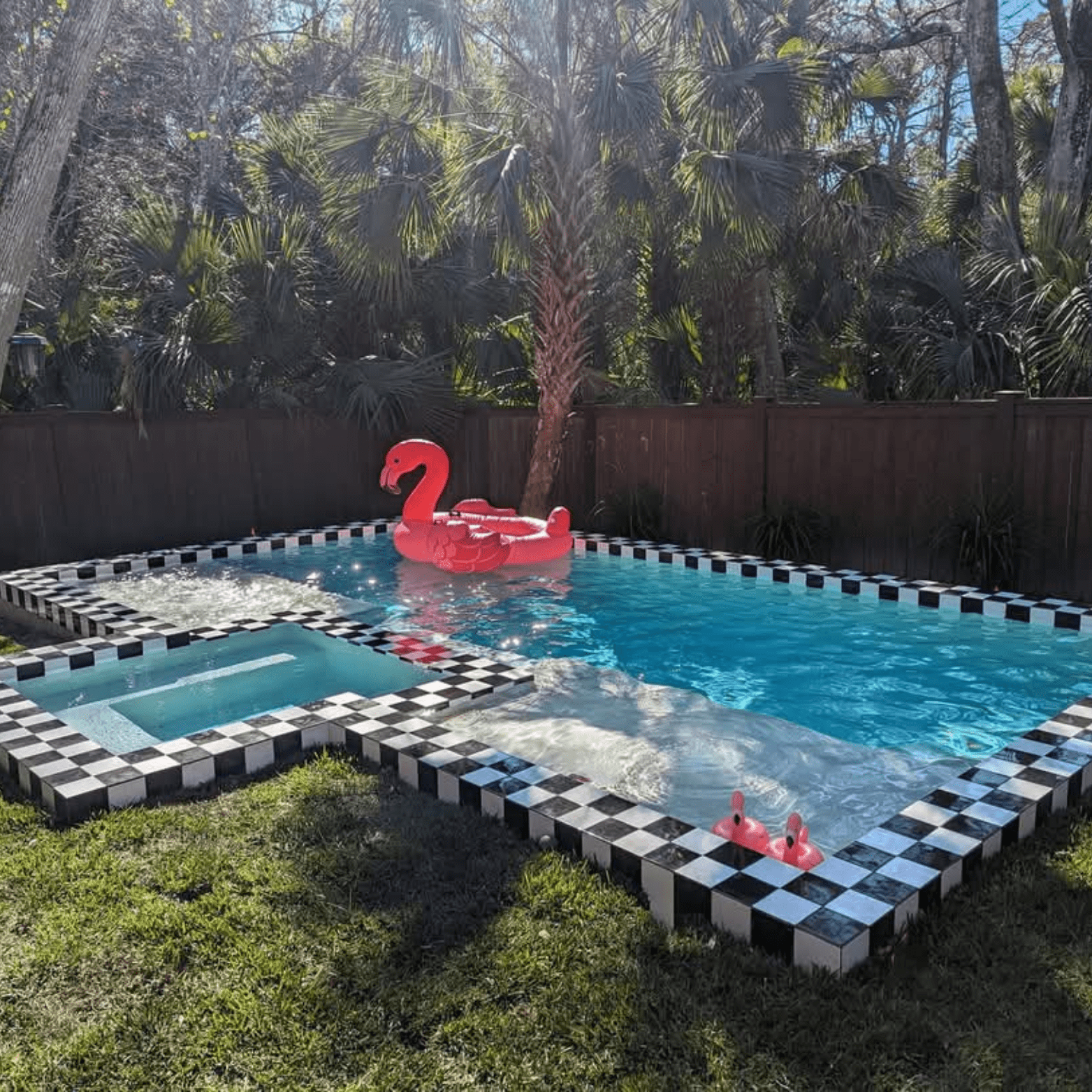 Swimming Pool & Spa with Checkerboard Tile Atlantic Beach Florida